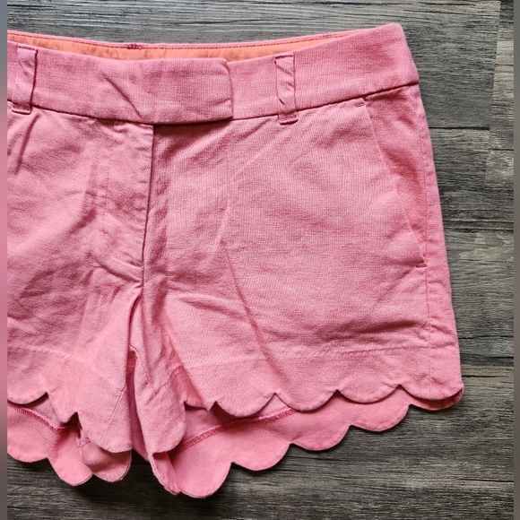 J Crew Coral Linen Scalloped Petal Hem Women Shorts - Picture 2 of 5